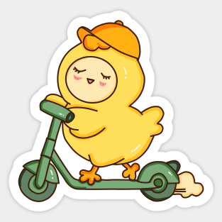 Chicken riding electric scooter Sticker